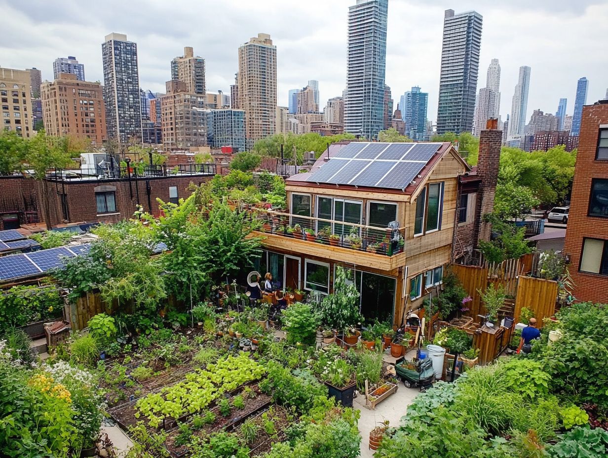 A thriving urban permaculture garden showcasing sustainable living practices