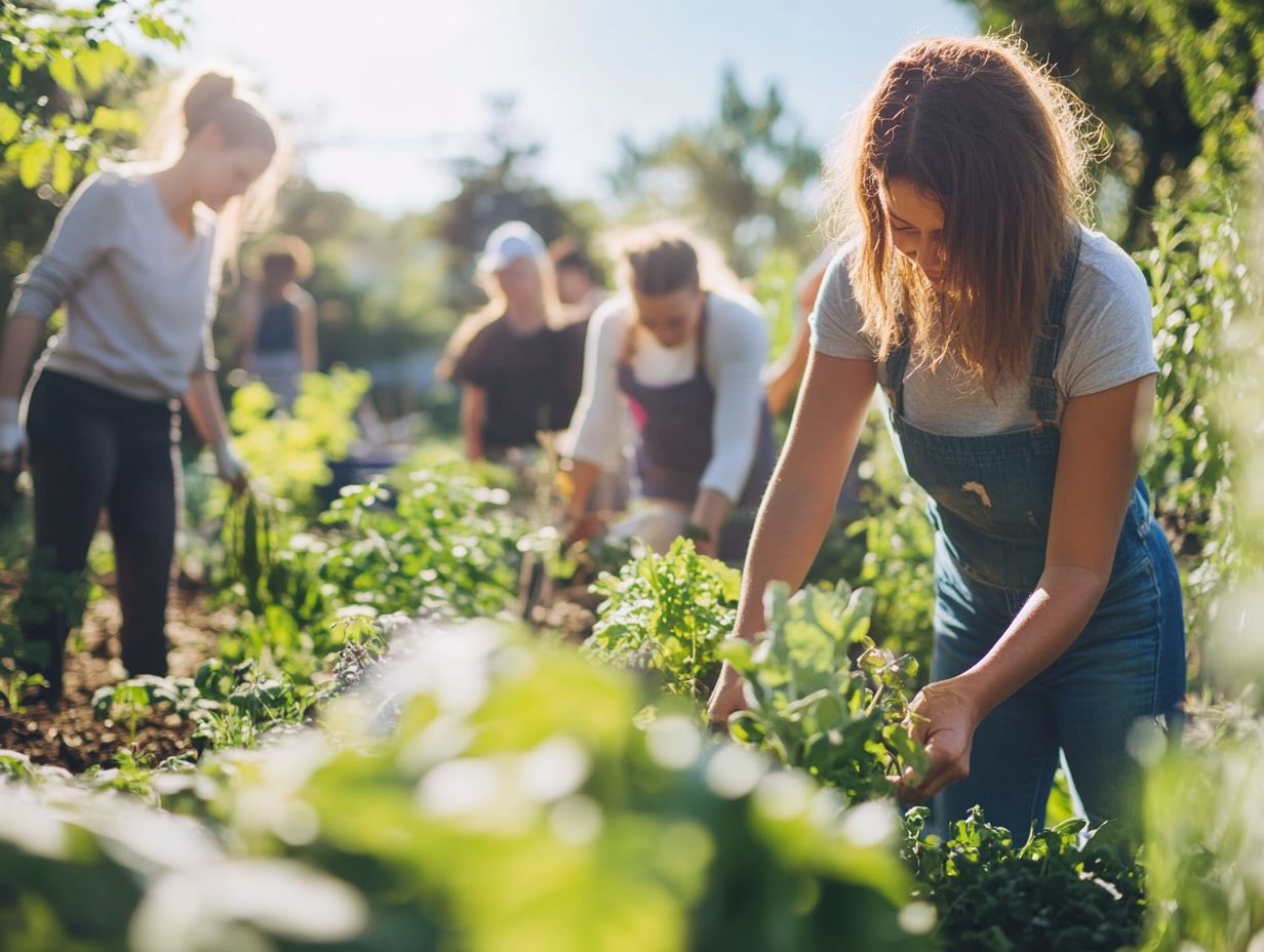 Illustration of community members engaging in permaculture education