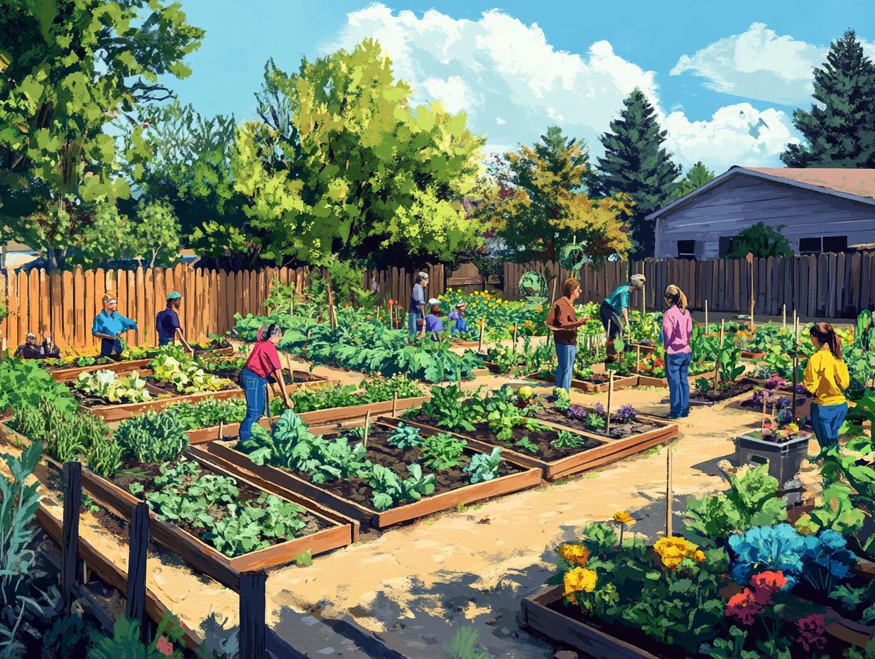 Collage of successful community gardens around the world