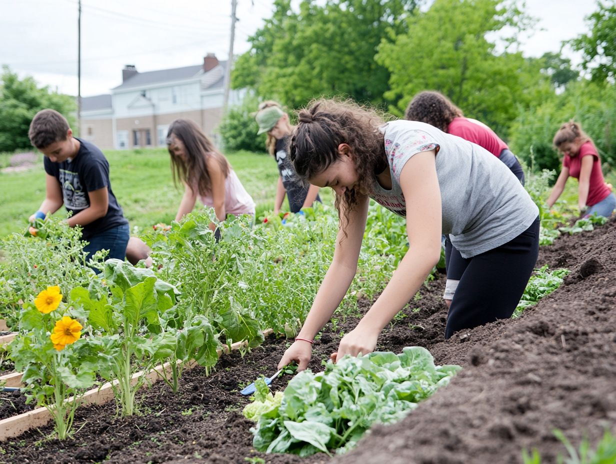 Youth brainstorming ideas in a permaculture setting