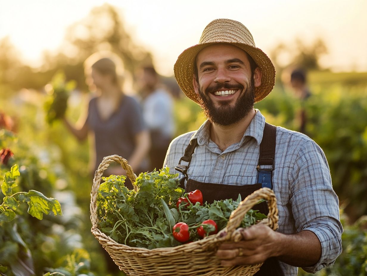 An illustration of community engagement with local farmers