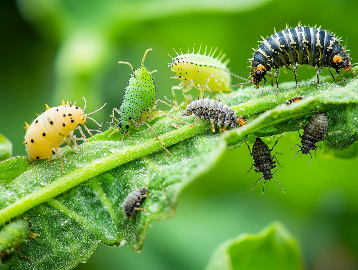 Illustration showing common garden pests