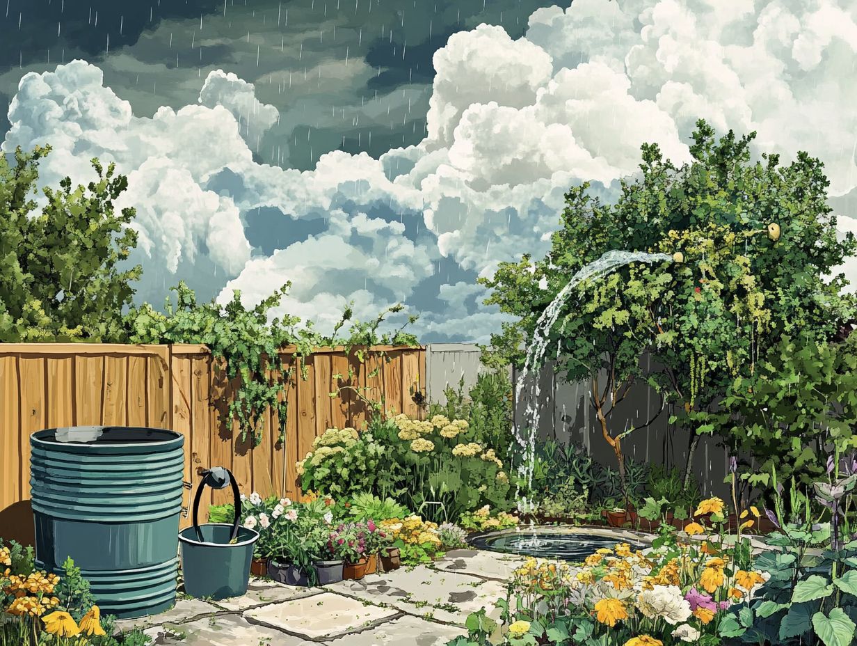 Illustration showing the benefits of collecting rainwater for household savings.