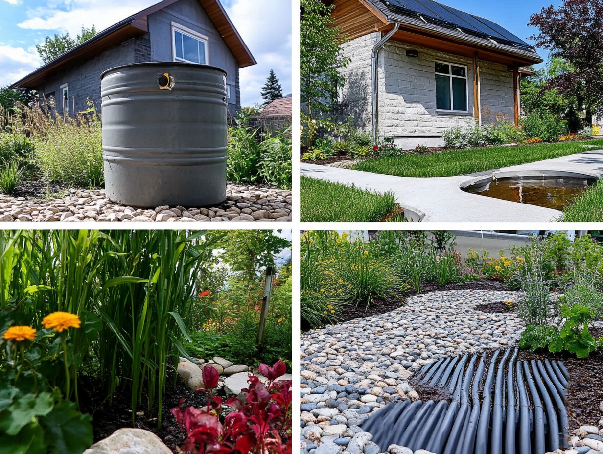 Illustration of different rainwater collection systems for homeowners.