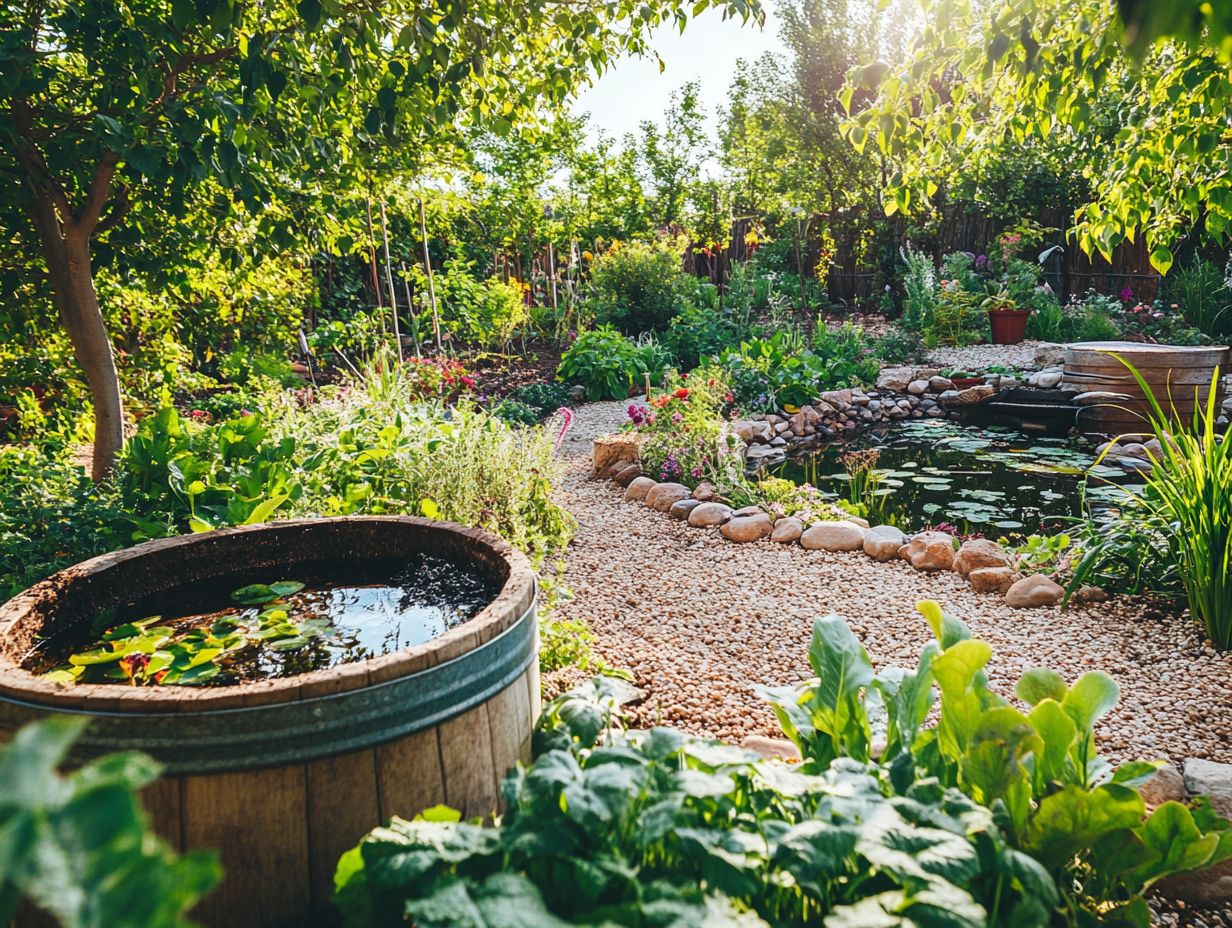 Illustration of water conservation strategies in permaculture.