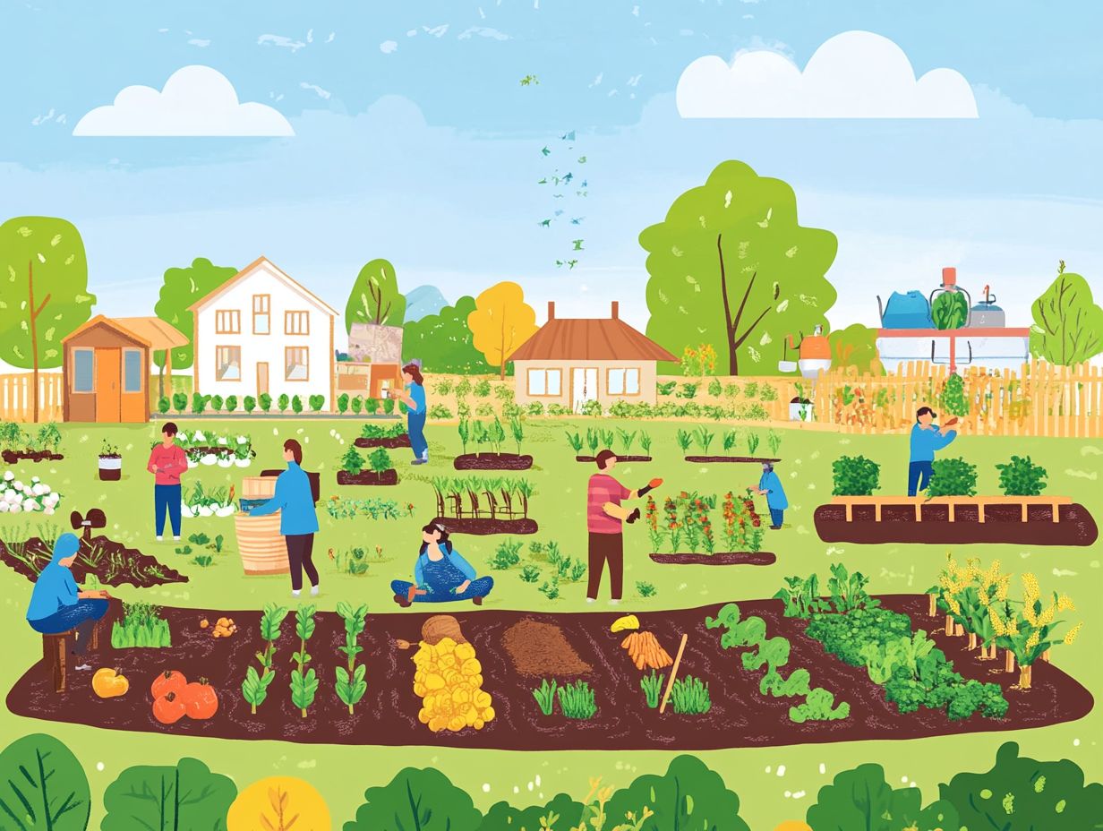 Illustration of community gardening benefits