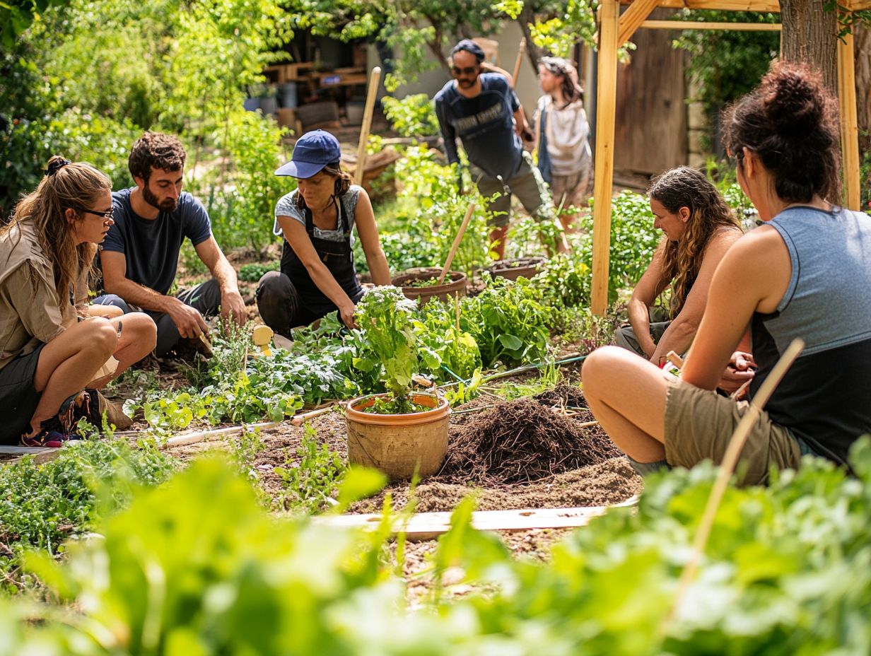 A group of people foraging for wild plants in a lush environment.