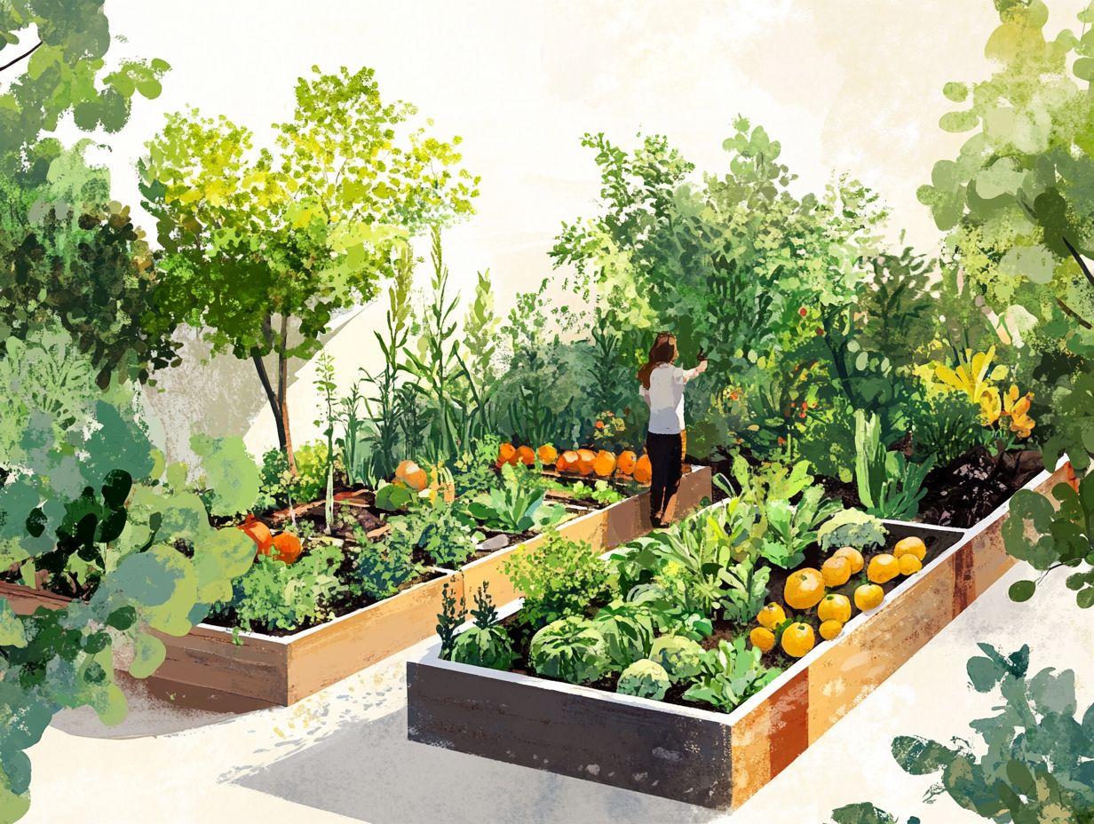 Illustration showing the benefits of implementing permaculture design in gardening