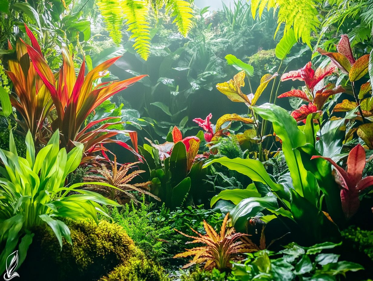 Best plants for a rainforest garden theme including orchids and ferns