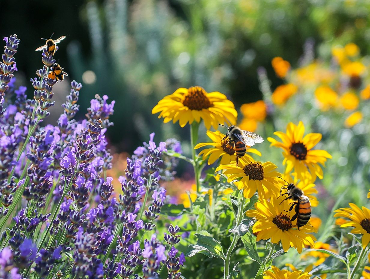 Vibrant marigolds in a garden attracting pollinators