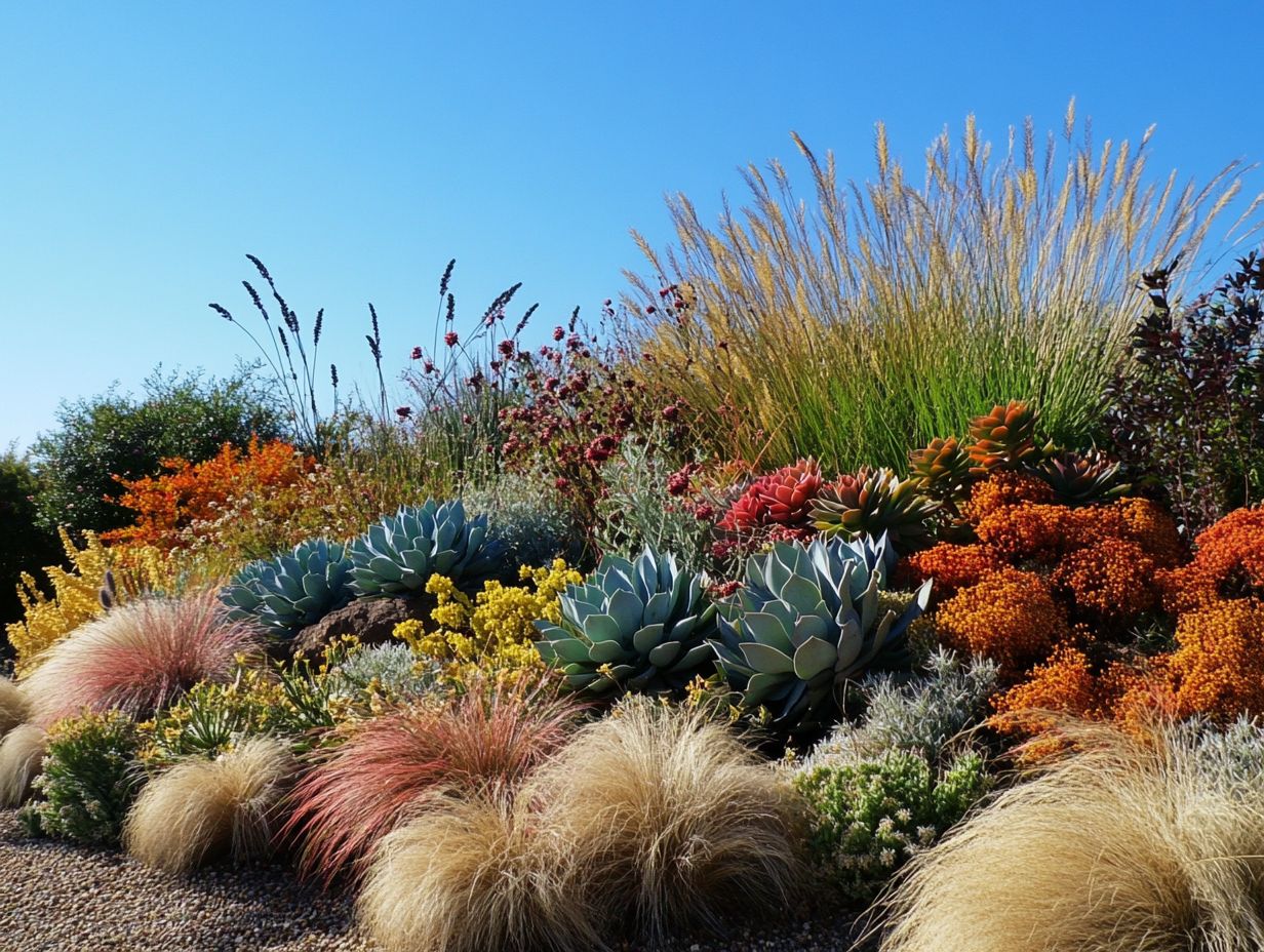 A lush drought-resistant garden with healthy plants