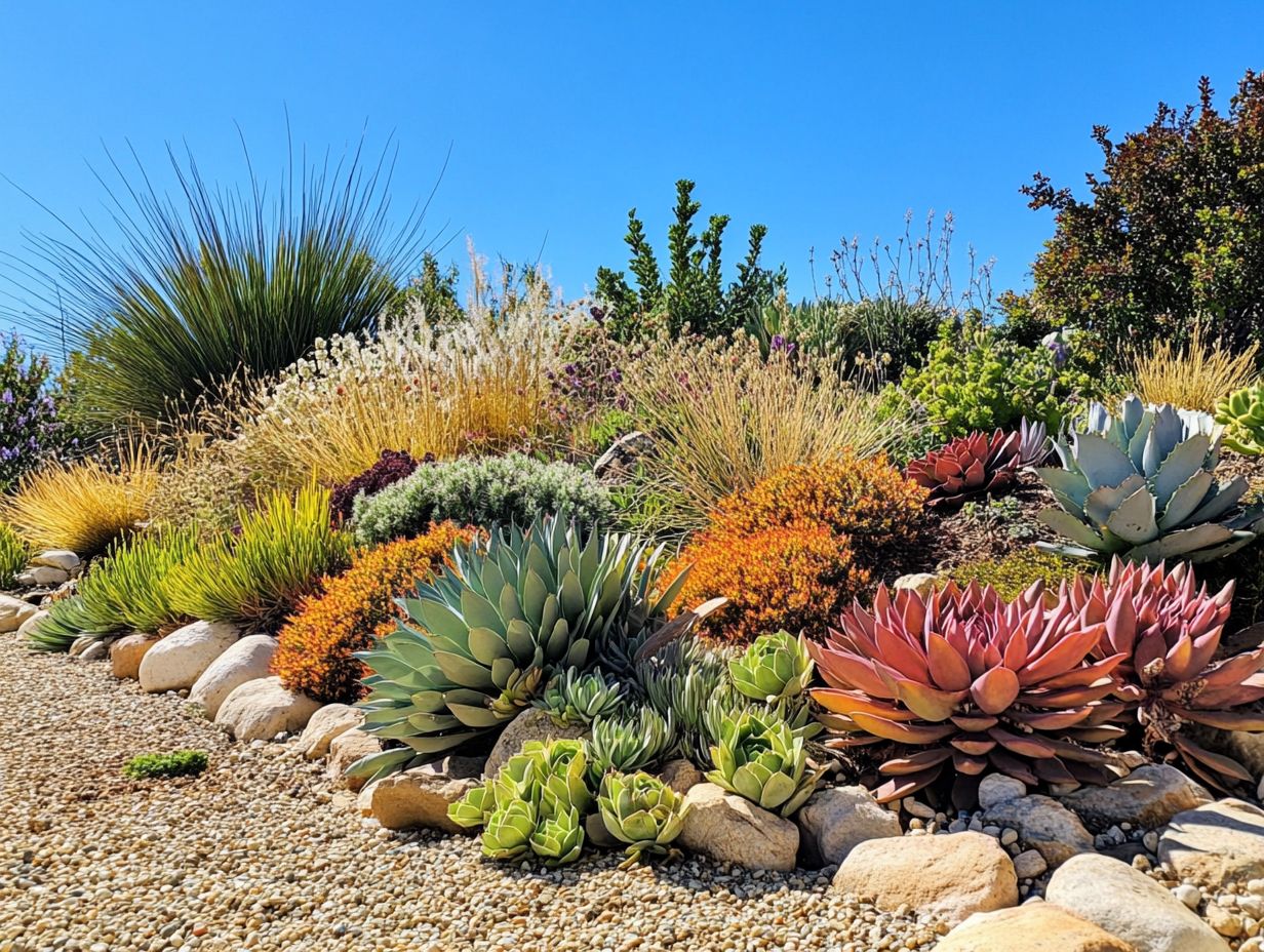 A beautiful garden showcasing drought-resistant plants