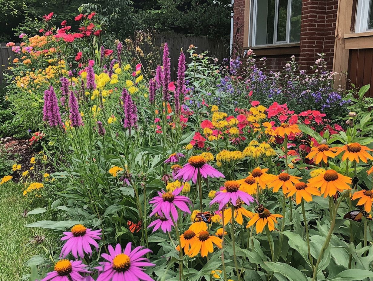 A vibrant pollinator-friendly garden promoting biodiversity