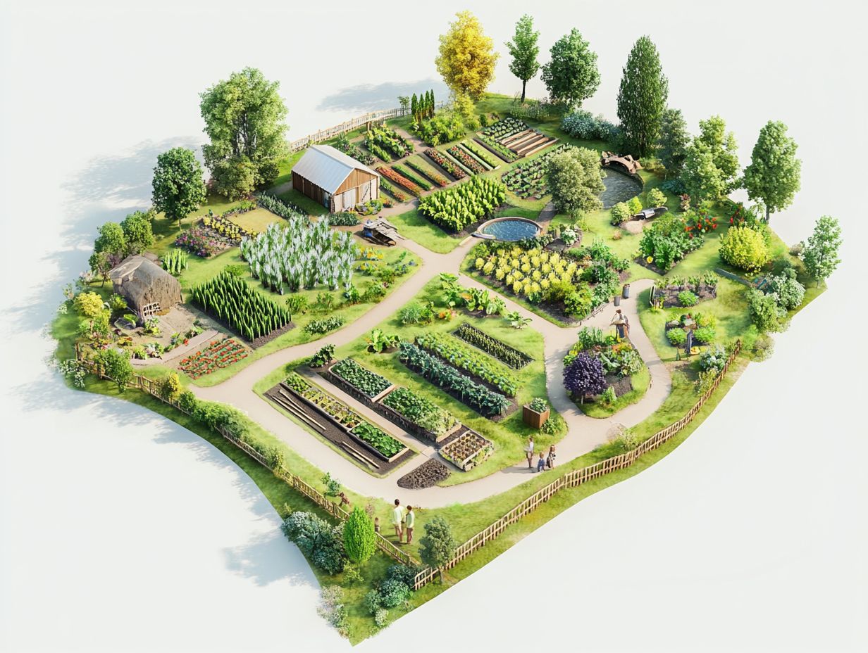 A vibrant garden showcasing a successful permaculture design.