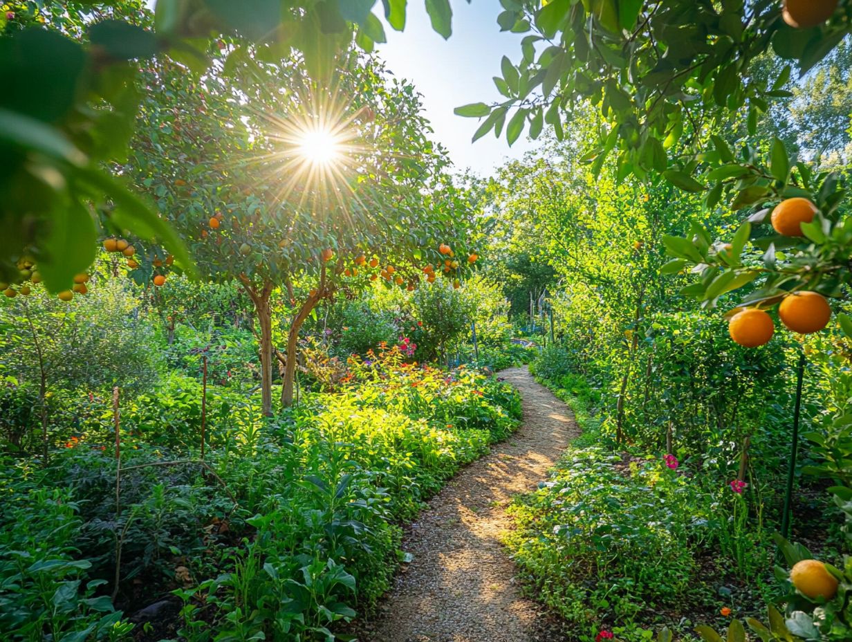 Illustration depicting environmental and economic benefits of food forests