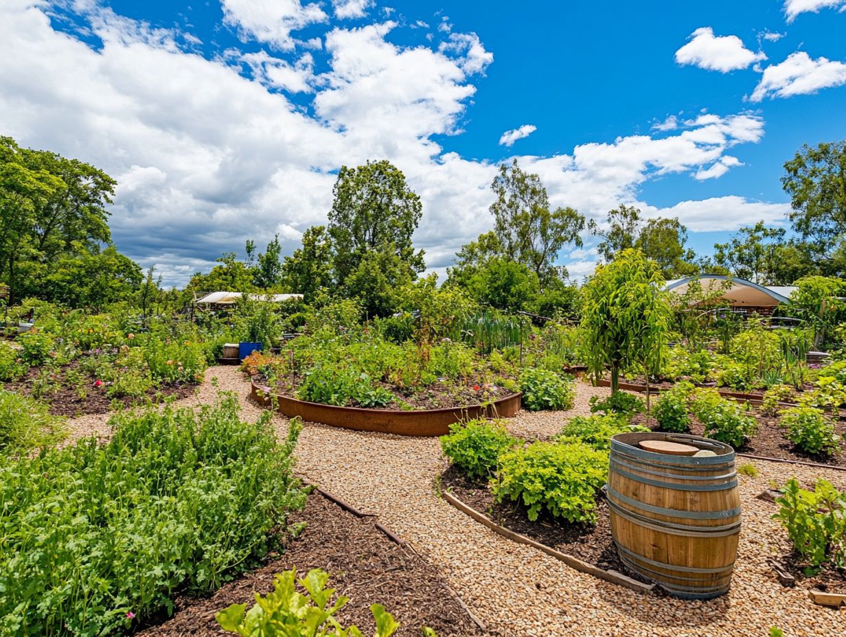 Rainwater collection system in a permaculture garden