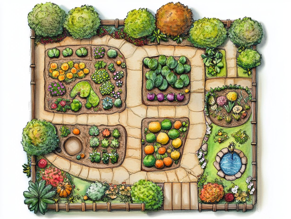 Illustration of creating a permaculture garden plan