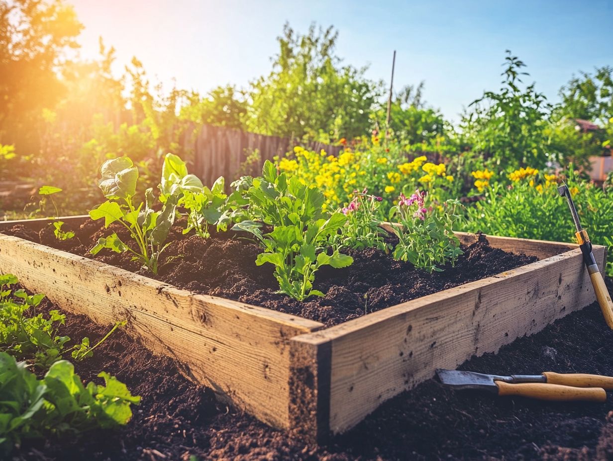 Diagram of companion planting in a raised bed garden.