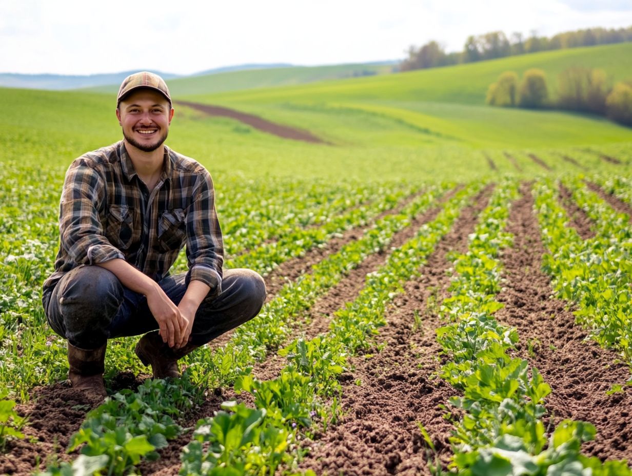 Illustration showing the benefits of using cover crops to improve soil health.