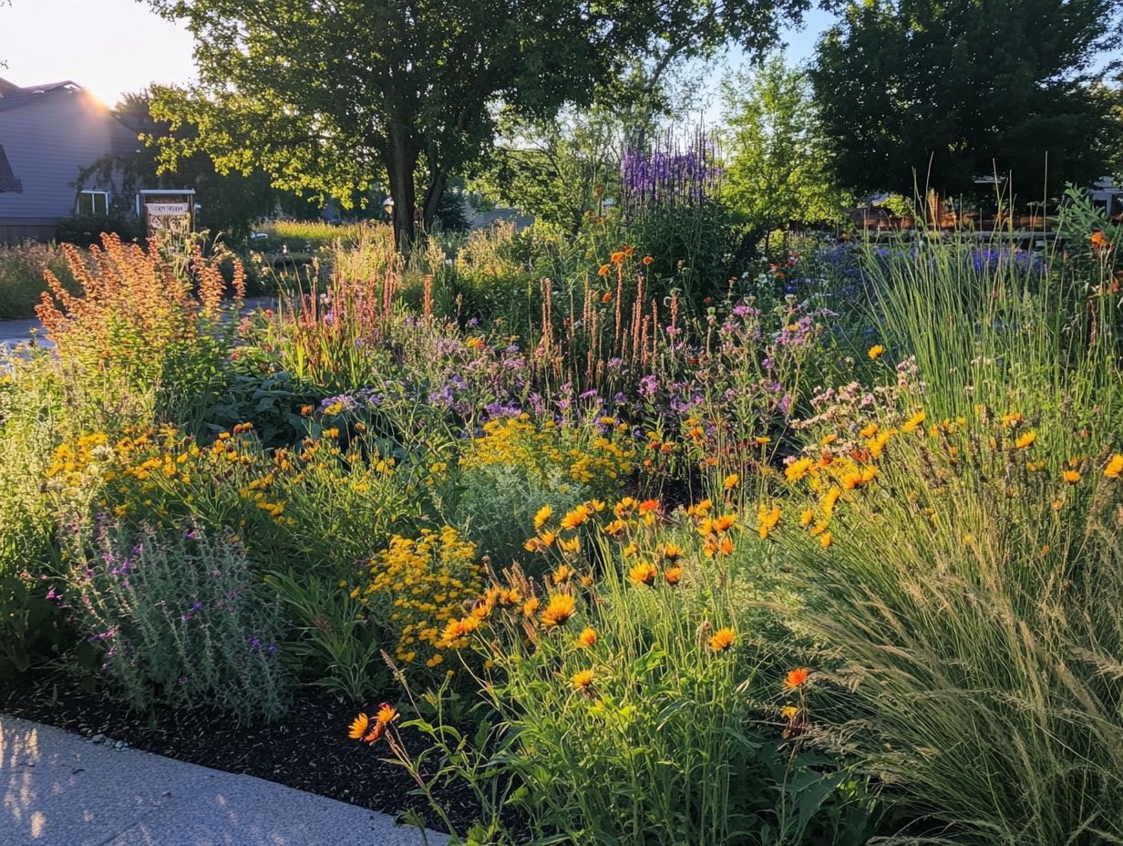 A variety of plants suitable for a rain garden under sunlight