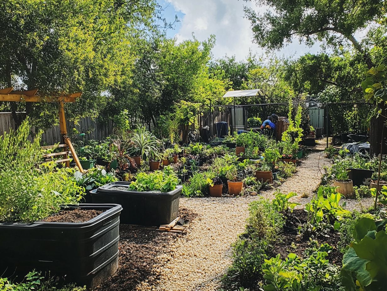 Illustration of a productive permaculture garden layout