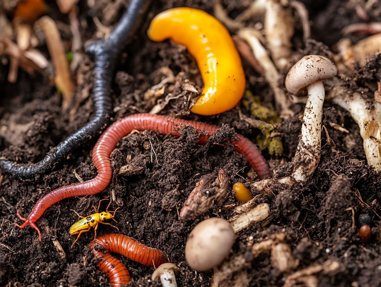 Illustration depicting the concept of a soil food web.