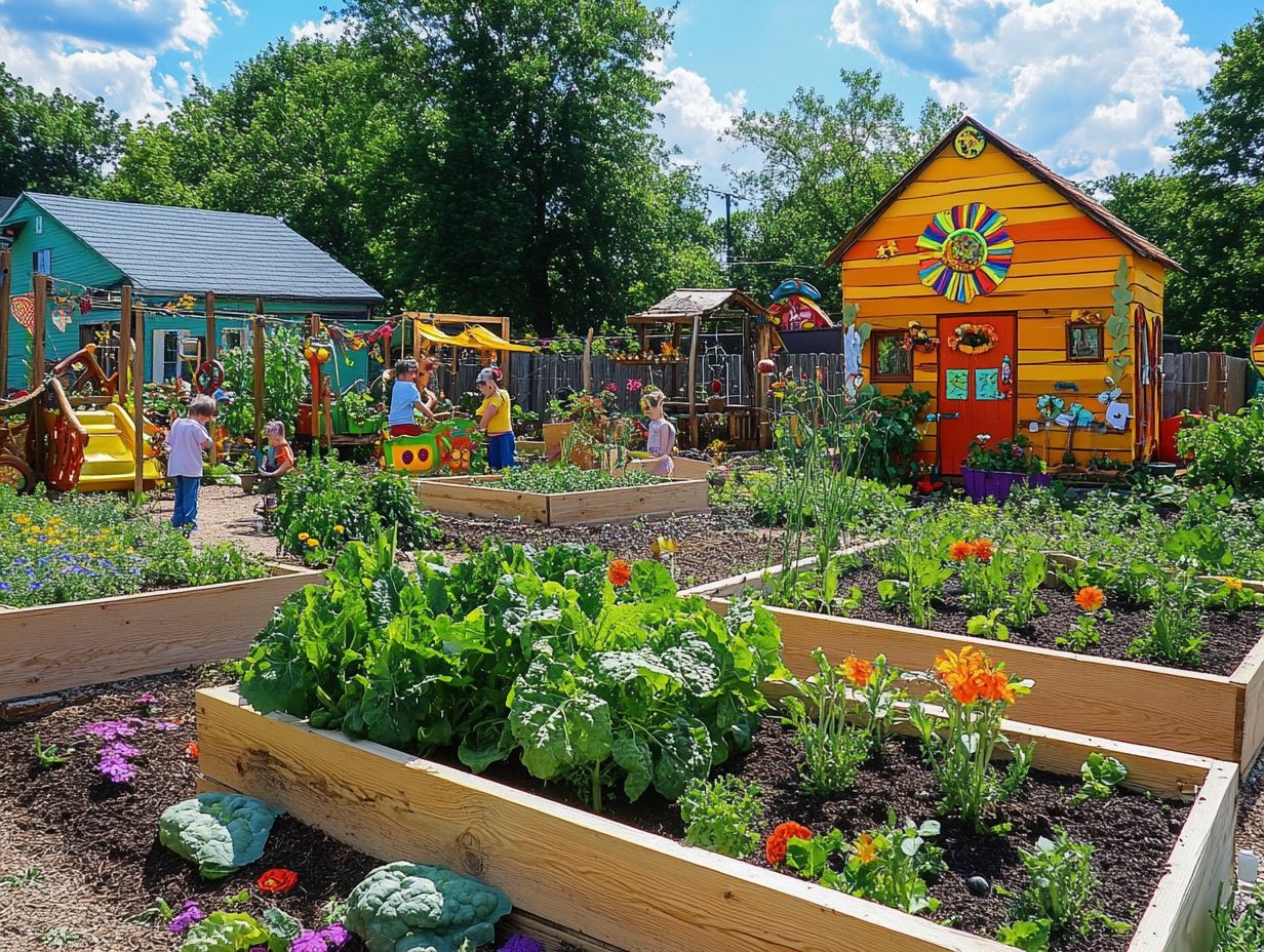 Variety of plants in a kid-friendly permaculture garden