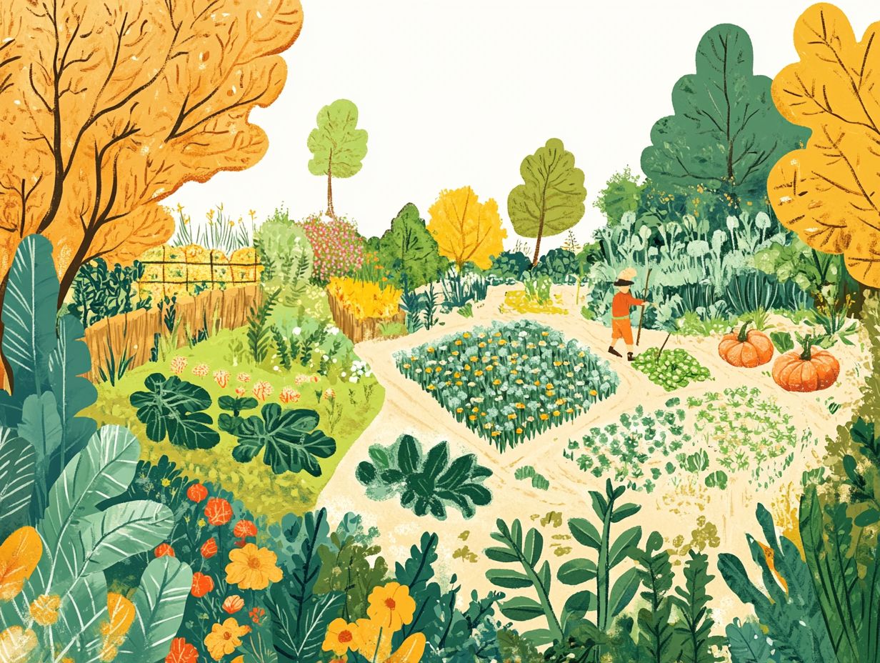 Illustration of various strategies for different seasons in permaculture