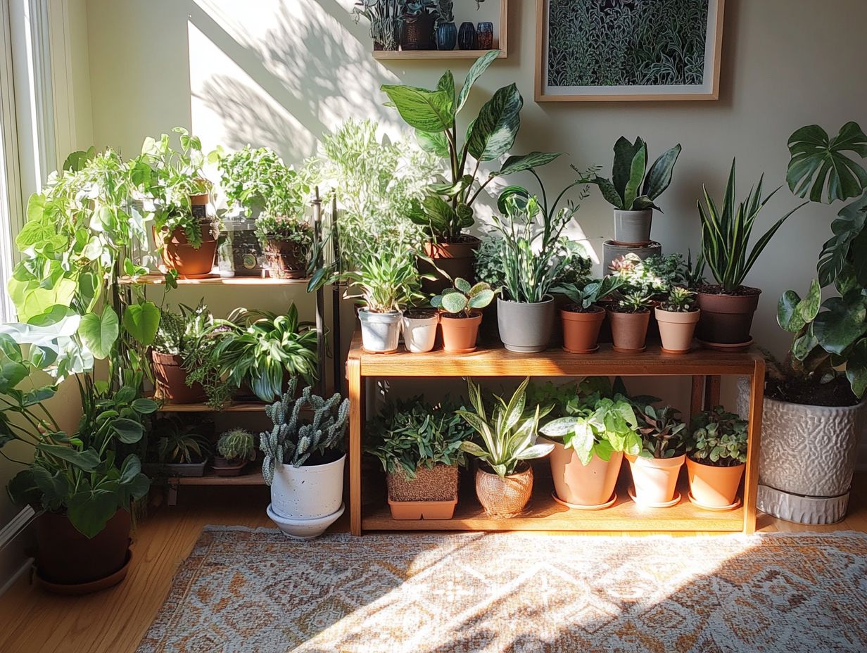 Bright light plants featuring Fishtail Palms and Tiger Evergreen