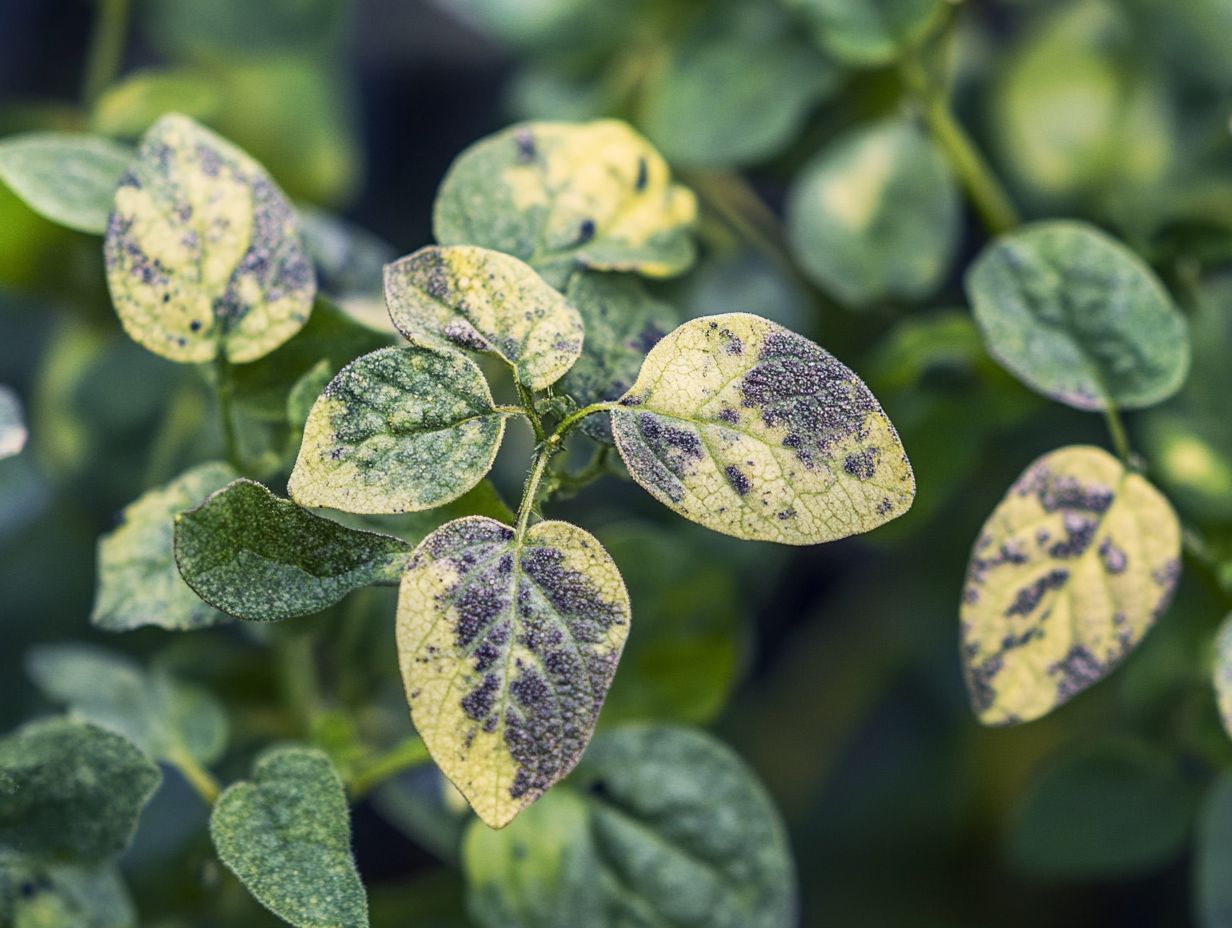 A variety of plants affected by fungal pests, showcasing management techniques