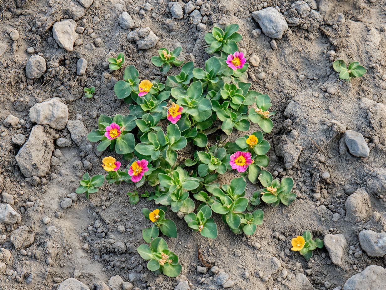 A variety of plants thriving in gravelly soil