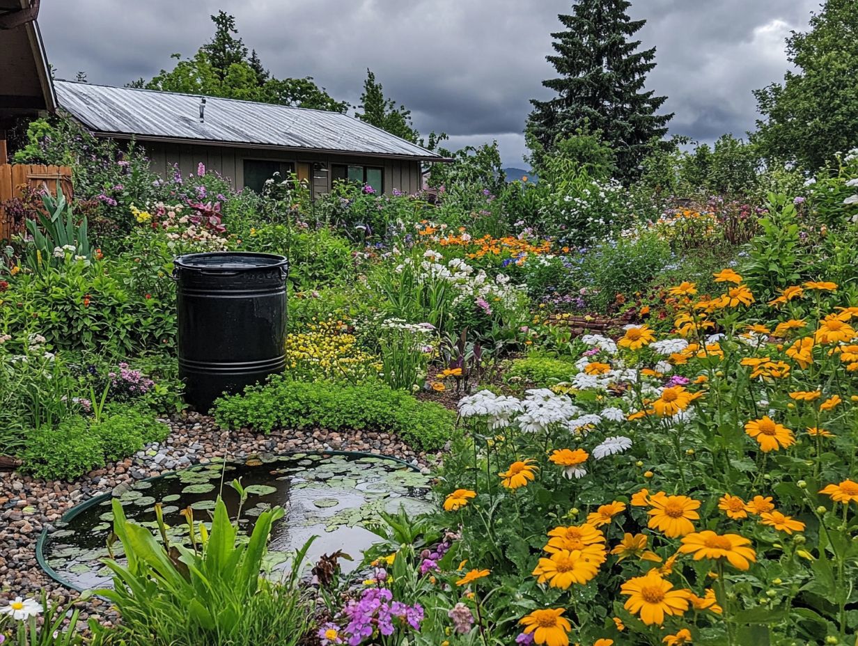 Illustration of different rainwater harvesting systems used in various landscapes