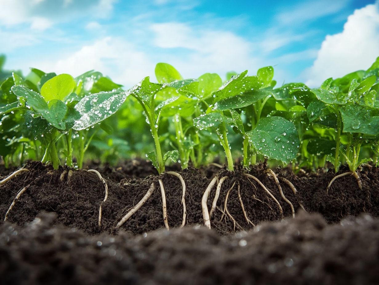 Illustration explaining the importance of soil moisture management for healthy plant growth.