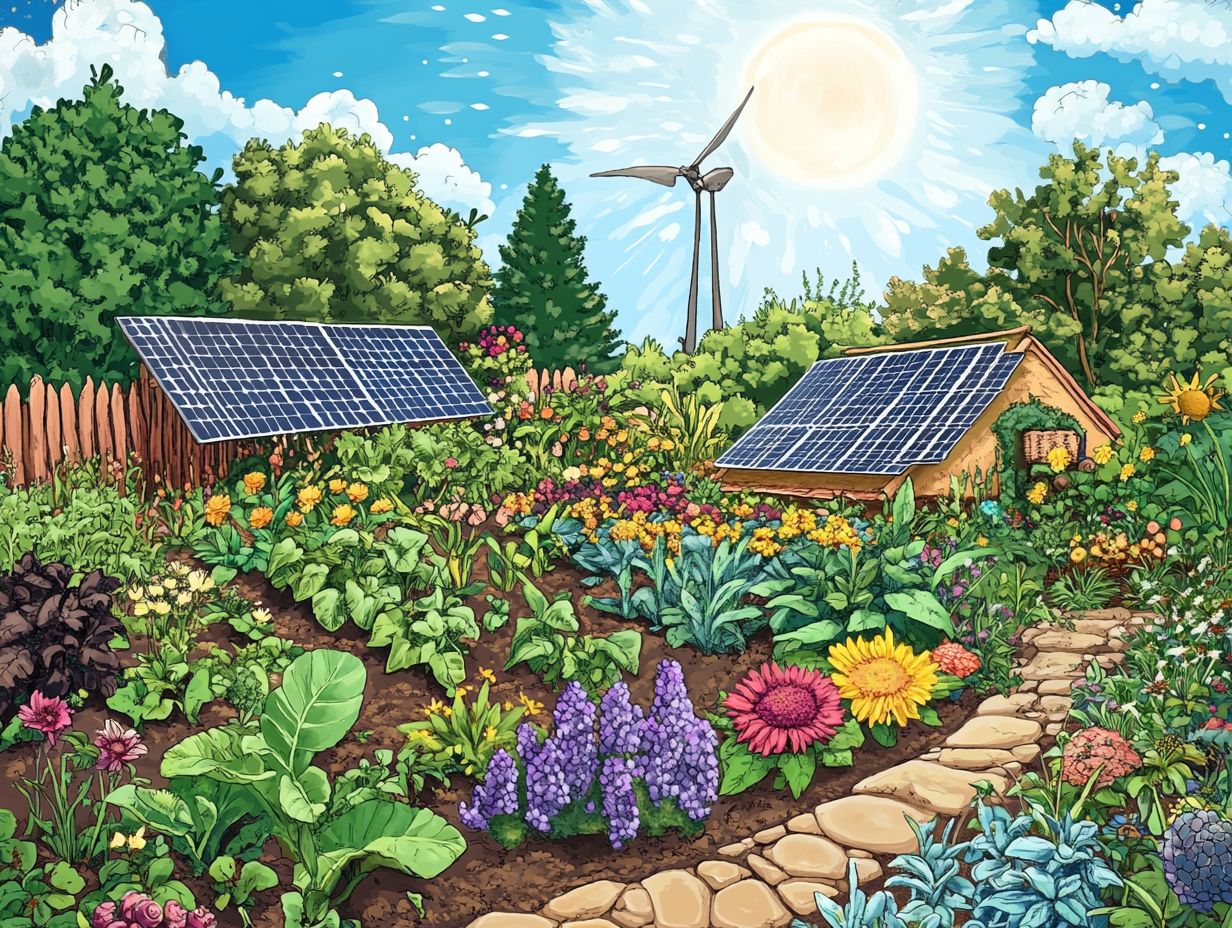 Illustration showing innovations and trends in energy use in permaculture.