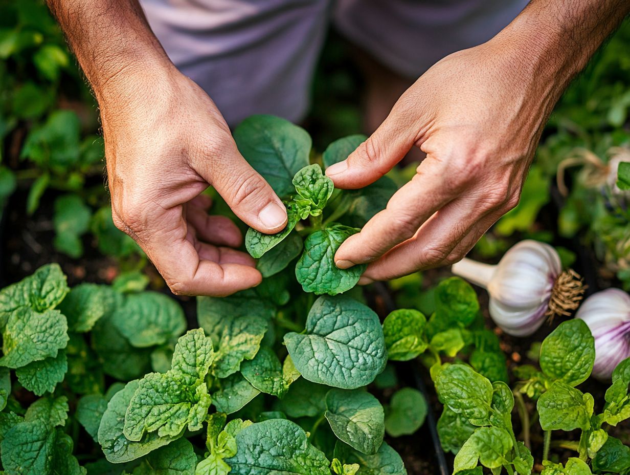 Illustration of companion planting techniques in an organic garden