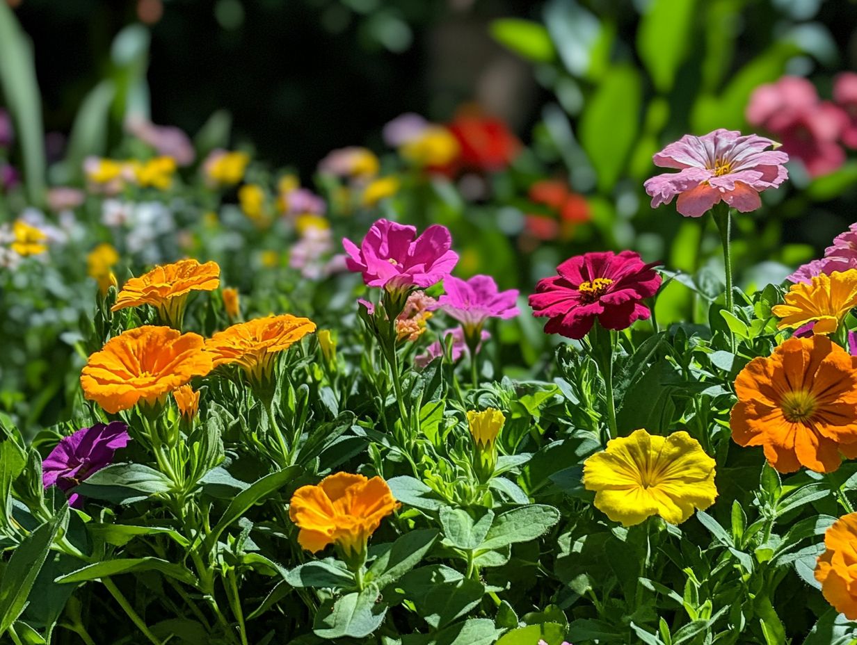 A colorful display of annual flowers.