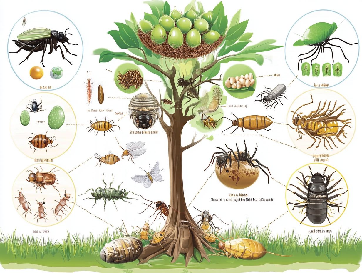 Diagram illustrating the four stages of a pest's life cycle.