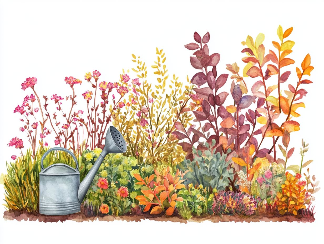 Illustration of seasonal watering needs for gardens.