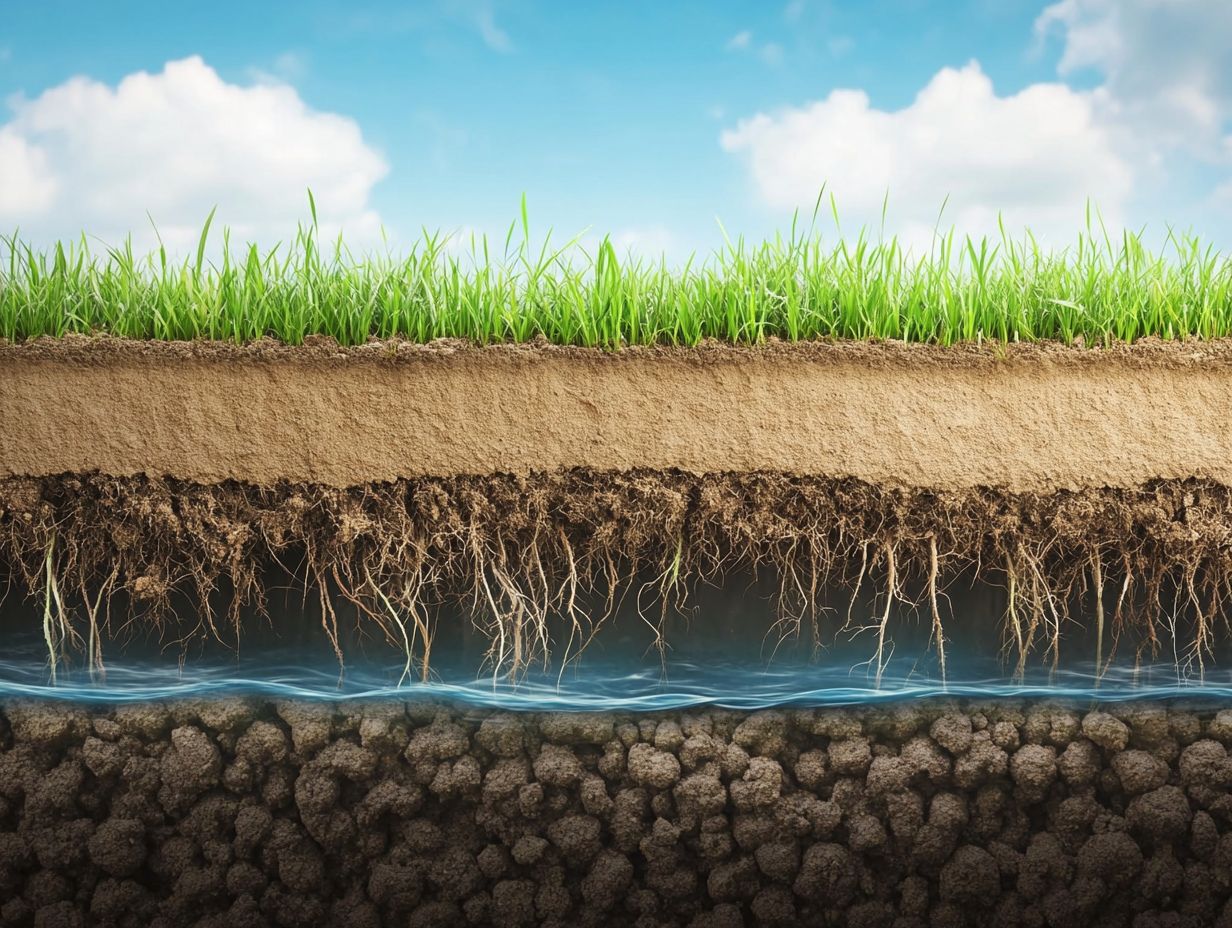 Diagram explaining soil compaction effects on water flow.