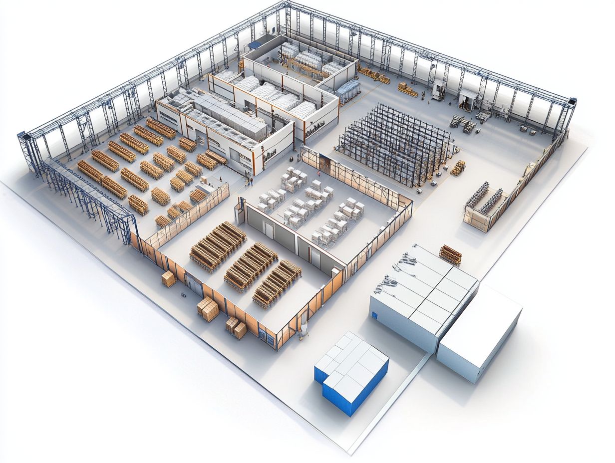 Example layout showing four zones in a manufacturing plant