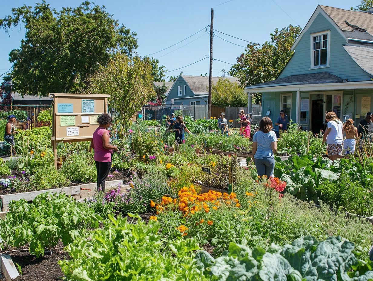 A community garden with people working together.