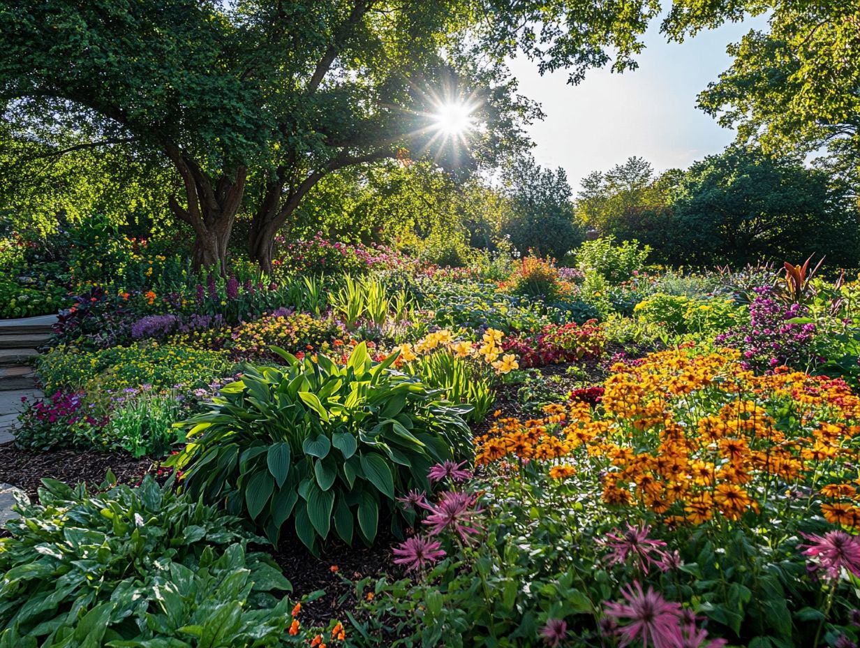 Diverse plant growth in a garden with microclimates